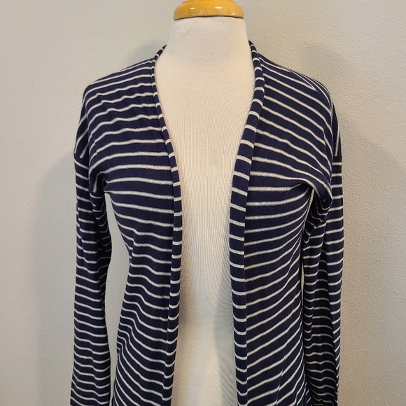 Athleta Retreat Sweater Wrap Striped Silk Blend Cardigan - Picture 3 of 6